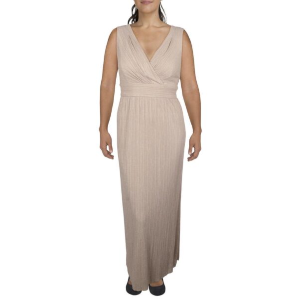 R&M Richards Womens Beige Chiffon Glitter Formal Evening Dress Gown 12 BHFO 7051