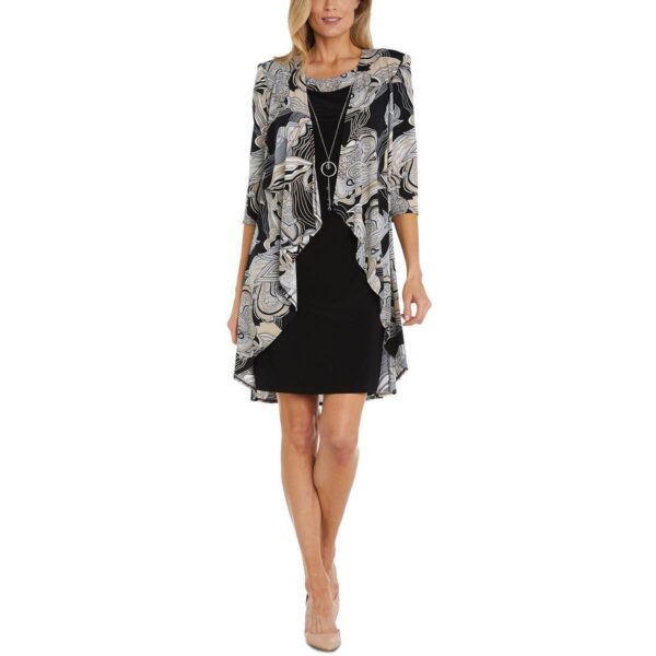 R&M Richards Womens Black Casual Two-piece Tunic Dress Plus 18W BHFO 0865