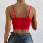 RQYYD Reduced Women's Lace Trim Corset Spaghetti Strap Asymmetrical Hem Shapewear Cami Tank Top Going Out Party Corset Bustier Tops Red M