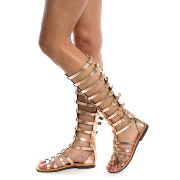 Sandals for Women Lace Up,Gladiator Sandals Platform Summer Beach Strappy Criss Cross Open Toe Knee High Flat Sandal