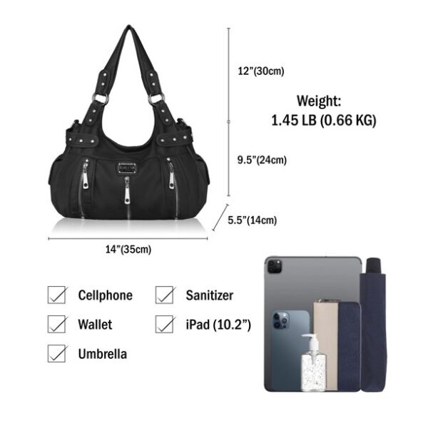 Scarleton 3 Front Zipper Washed Shoulder Bag for Women H1292