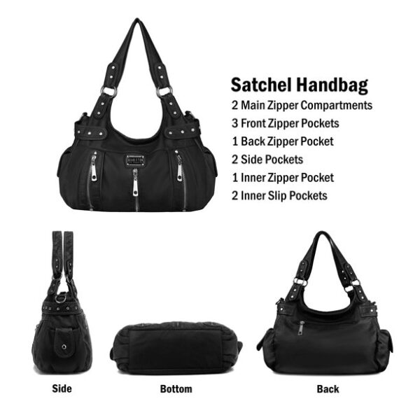 Scarleton 3 Front Zipper Washed Shoulder Bag for Women H1292