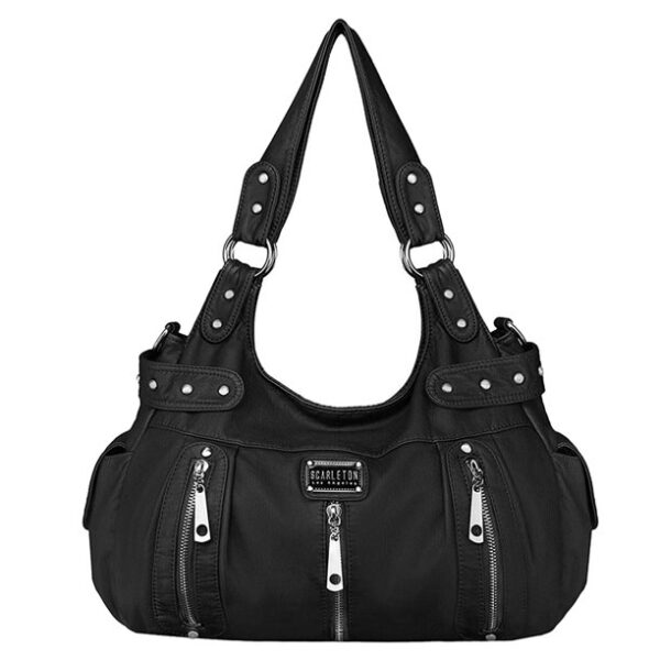 Scarleton 3 Front Zipper Washed Shoulder Bag for Women H1292