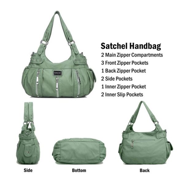 Scarleton 3 Front Zipper Washed Shoulder Bag for Women H1292