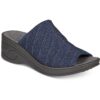 SoLite by Easy Street Womens Airy Navy Wedge Sandals 7 Medium (B,M) BHFO 5296