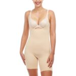 Spanx By Sara Blakely Womens Beige Seamless Mid-Thigh Bodysuit L BHFO 1650