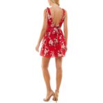 Speechless Womens Red Floral Print Surplice Mini Dress Juniors XXS BHFO 8016