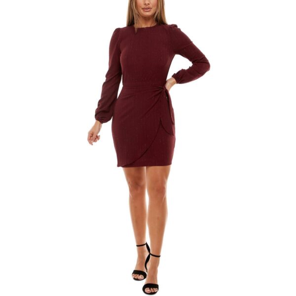 Speechless Womens Red Metallic Belted Party Mini Dress Juniors XL BHFO 9927