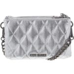 Steve Madden Womens Dole Silver Quilted Shoulder Handbag Purse Small BHFO 4291