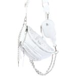 Steve Madden Womens Maxima White Rhinestone Fanny Pack Small BHFO 4500