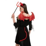 SYNCFUN 5 Pieces Devil Accessories for Woman,Devil Costume Accessories with Devil Wings,Devil Pitchfork,Devil Horns, and Tail, Halloween Devil Horns Cosplay Costume for Adults