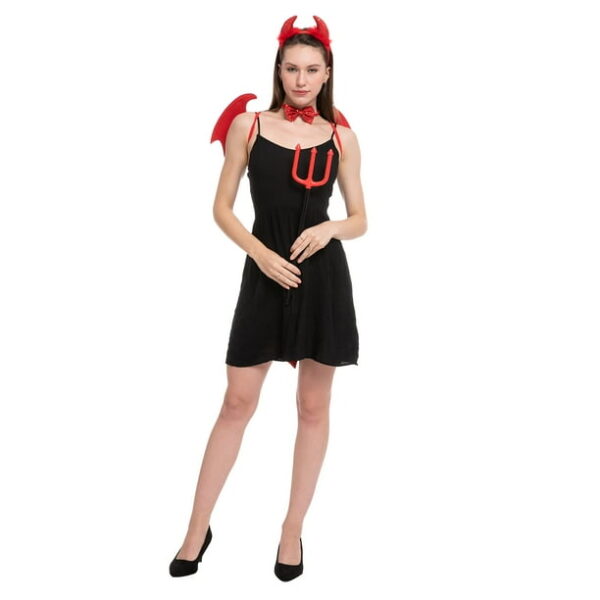 SYNCFUN 5 Pieces Devil Accessories for Woman,Devil Costume Accessories with Devil Wings,Devil Pitchfork,Devil Horns, and Tail, Halloween Devil Horns Cosplay Costume for Adults