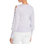 T Tahari Womens Purple Cut-Out Ribbed Knit Pullover Sweater Top S BHFO 8424