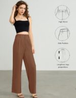 Tapata Women Wide Leg Pants High Waisted Dress Trousers Casual Elastic Pockets Business Work Slacks