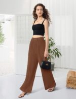 Tapata Women Wide Leg Pants High Waisted Dress Trousers Casual Elastic Pockets Business Work Slacks