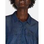 Time and Tru Women's Chambray Drawstring Blouse, Sizes XS-XXXL