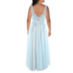 TLC Say Yes To The Prom Womens Blue Lace Evening Dress Gown Plus 16W BHFO 9787