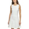 Tommy Hilfiger Womens Ivory Roundneck Knee-Length Fit & Flare Dress 14 BHFO 9651