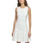 Tommy Hilfiger Womens Ivory Roundneck Knee-Length Fit & Flare Dress 14 BHFO 9651