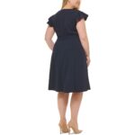 Tommy Hilfiger Womens Navy Knit Midi Cocktail and Party Dress Plus 20W BHFO 5635