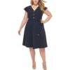 Tommy Hilfiger Womens Navy Knit Midi Cocktail and Party Dress Plus 20W BHFO 5635