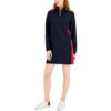 Tommy Hilfiger Womens Navy Knit Mock Neck Sweatshirt Dress XL BHFO 8703