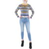 Tommy Jeans Womens Blue Ribbed Knit Striped Pullover Sweater Top XS BHFO 4168