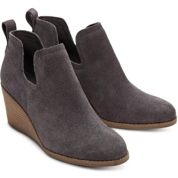 Toms Womens KALLIE Gray Suede Slip On Wedge Boots Shoes 9 Medium (B,M) BHFO 5698