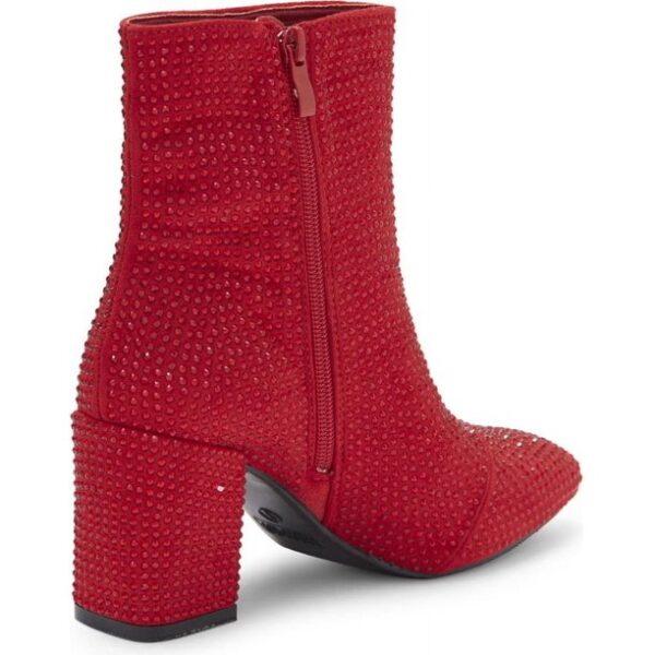 Top Moda Women Ankle Boots Block High Heels Rhinestone Bling Short Booties Side Zipper HESTER-15 Red 6.5