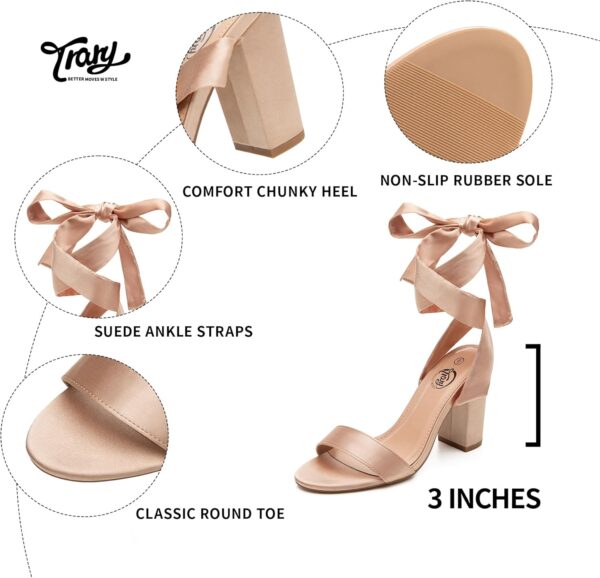 Trary Pink Purple Nude Red Black Heels for Women, Lace Up Chunky Heels for Women, Strappy Heels for Women Sandals, High Platform Stripper Heels, Comfortable Wide Width Tie Up...