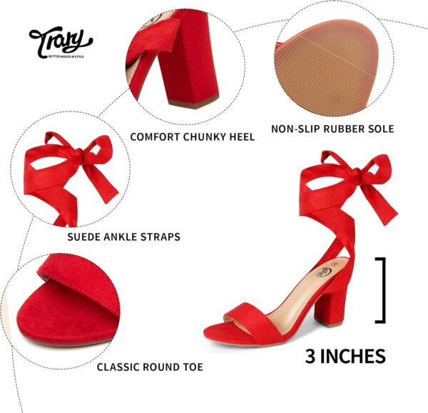 Trary Pink Purple Nude Red Black Heels for Women, Lace Up Chunky Heels for Women, Strappy Heels for Women Sandals, High Platform Stripper Heels, Comfortable Wide Width Tie Up...