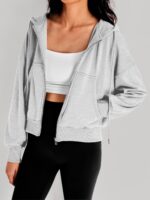 Trendy Queen Hoodies for Women Full Zip Up Cropped Sweatshirts Jackets Casual Comfy Gym Tops Fall Outfits Winter Clothes 2024