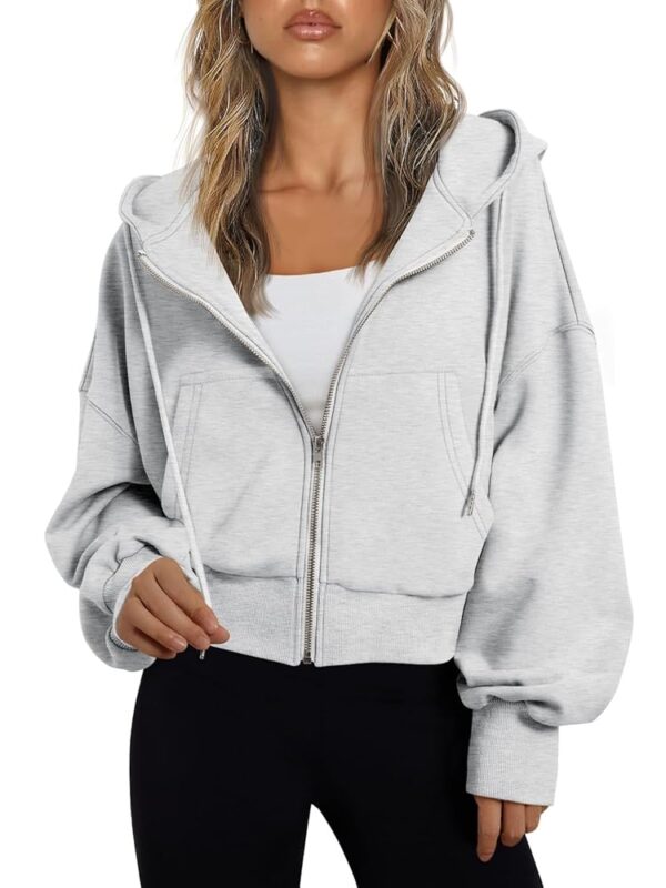 Trendy Queen Hoodies for Women Full Zip Up Cropped Sweatshirts Jackets Casual Comfy Gym Tops Fall Outfits Winter Clothes 2024