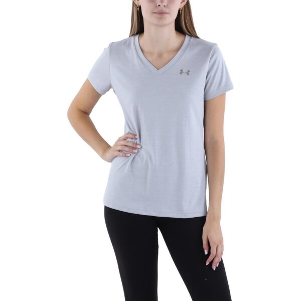 Under Armour Womens Gray Logo V-Neck Workout T-Shirt Top S BHFO 1591