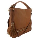 Urban Expressions Womens Finley Tan Pebbled Hobo Handbag Purse Large BHFO 4559