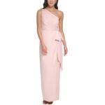 Vince Camuto Womens Pink Crepe One Shoulder Evening Dress Gown 10 BHFO 4514