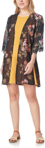 WallFlower Women's Sleeveless Swing Dress & Printed Kimono Set