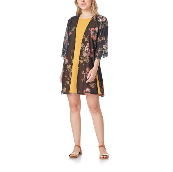 WallFlower Women's Sleeveless Swing Dress & Printed Kimono Set