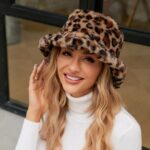 Winter Bucket Hat Fluffy Faux Fur Fisherman Cap for Women Men Solid/Leopard Warm Accessories Fits 56-58cm Head (Free Size, Brown)