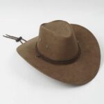 Women Men Western Cowboy Cowgirl Hat Classic Felt Wide Brim Outdoor Riding Sun Hat with Drawstring