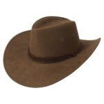 Women Men Western Cowboy Cowgirl Hat Classic Felt Wide Brim Outdoor Riding Sun Hat with Drawstring