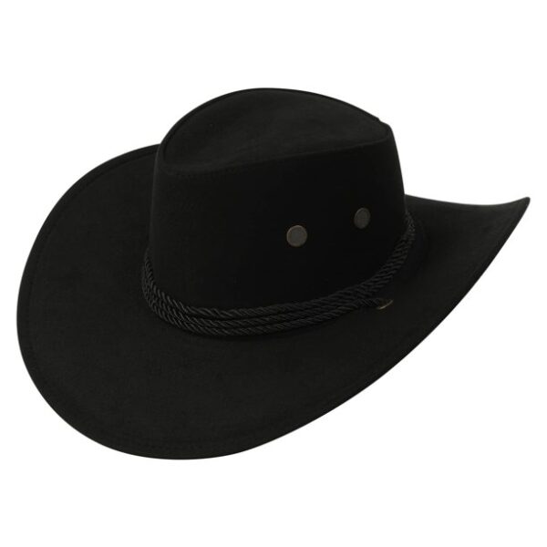 Women Men Western Cowboy Cowgirl Hat Classic Felt Wide Brim Outdoor Riding Sun Hat with Drawstring