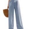 Womens Casual Wide Leg Pants High Waisted Button Down Straight Long Trousers Palazzo Pants