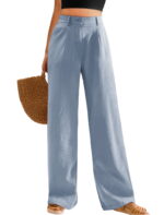 Womens Casual Wide Leg Pants High Waisted Button Down Straight Long Trousers Palazzo Pants