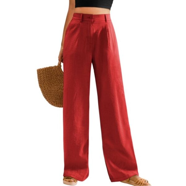 Womens Casual Wide Leg Pants High Waisted Button Down Straight Long Trousers Palazzo Pants