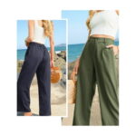 Womens Casual Wide Leg Pants High Waisted Button Down Straight Long Trousers Palazzo Pants