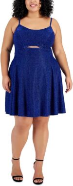 Womens Plus Cutout Short Fit & Flare Dress