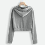 Yievot Hoodies for Women Casual Zip Up Drawstring Cropped Hoodie Long Sleeve Short Sweatshirt Hooded Crop Jacket Top with Pockets