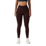 Yoga Long Leggings Seamless Tight Stretch Elastic Hip Fitness Pants for Women Running Sport Dark Brown M