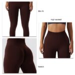 Yoga Long Leggings Seamless Tight Stretch Elastic Hip Fitness Pants for Women Running Sport Dark Brown M